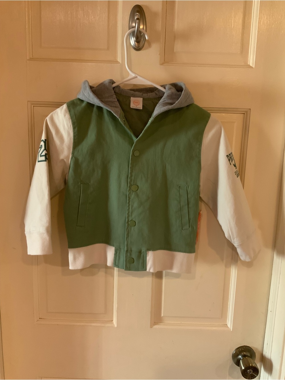 wonder nation Green and White Hooded Snap Jacket